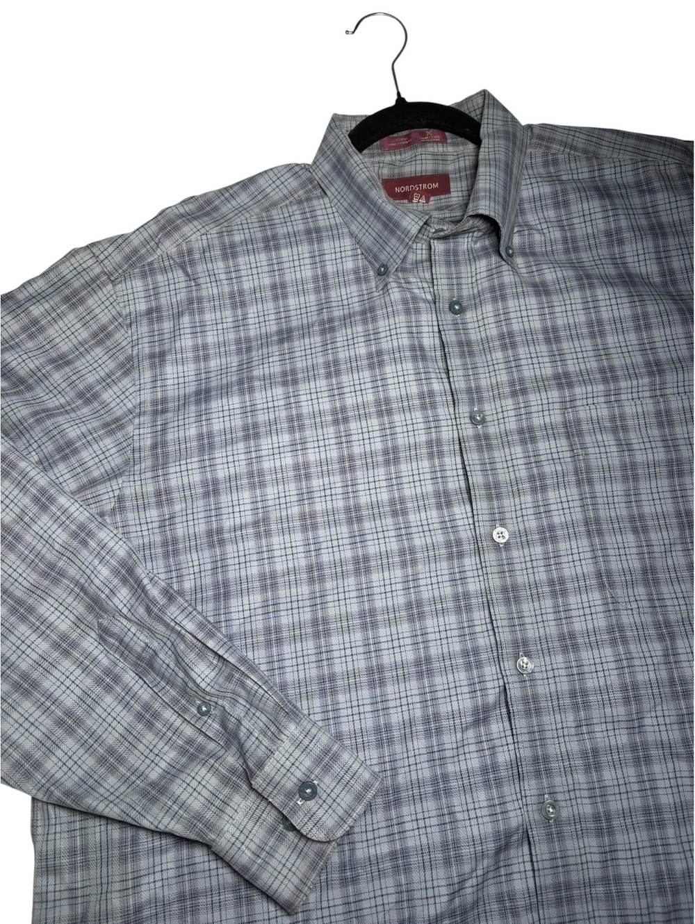 Nordstrom Cotton Blue Plaid Men's Extra Large Long Sleeve Button Up Shirt